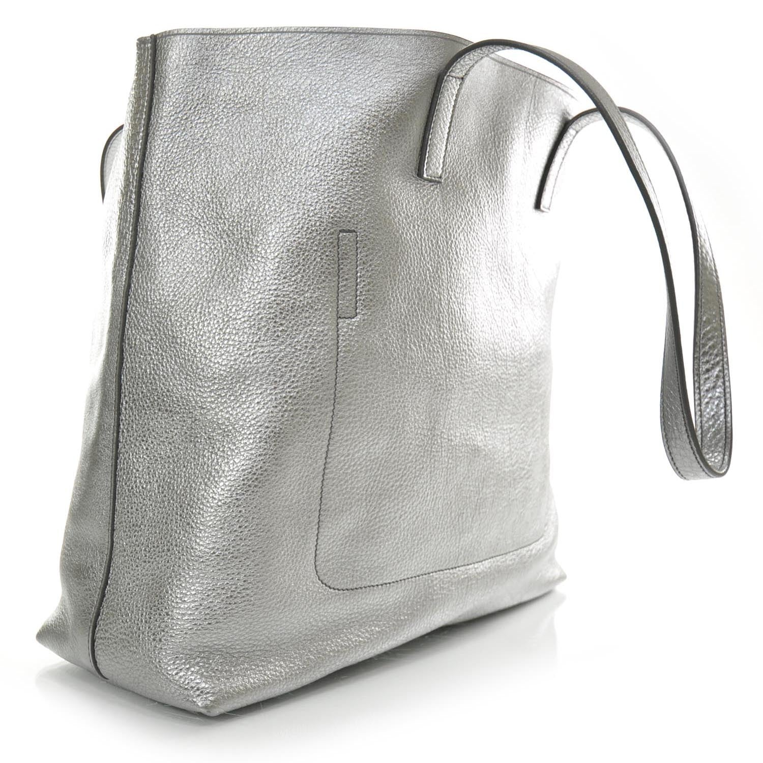 Prada Vitello Daino Tote Silver 3 of 12