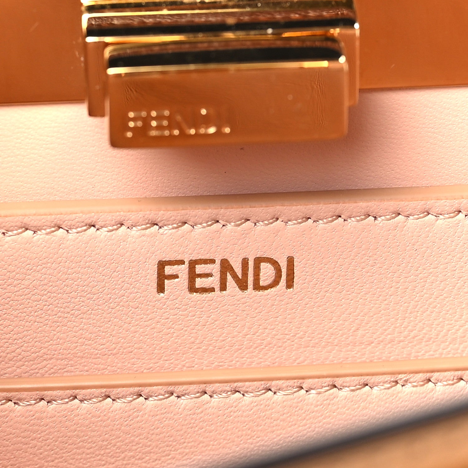 Fendi Vitello Seta Nappa Bi-Color Small Peekaboo I SEE U Satchel Miele Scuro Light Rose Ghianda 7 of 10