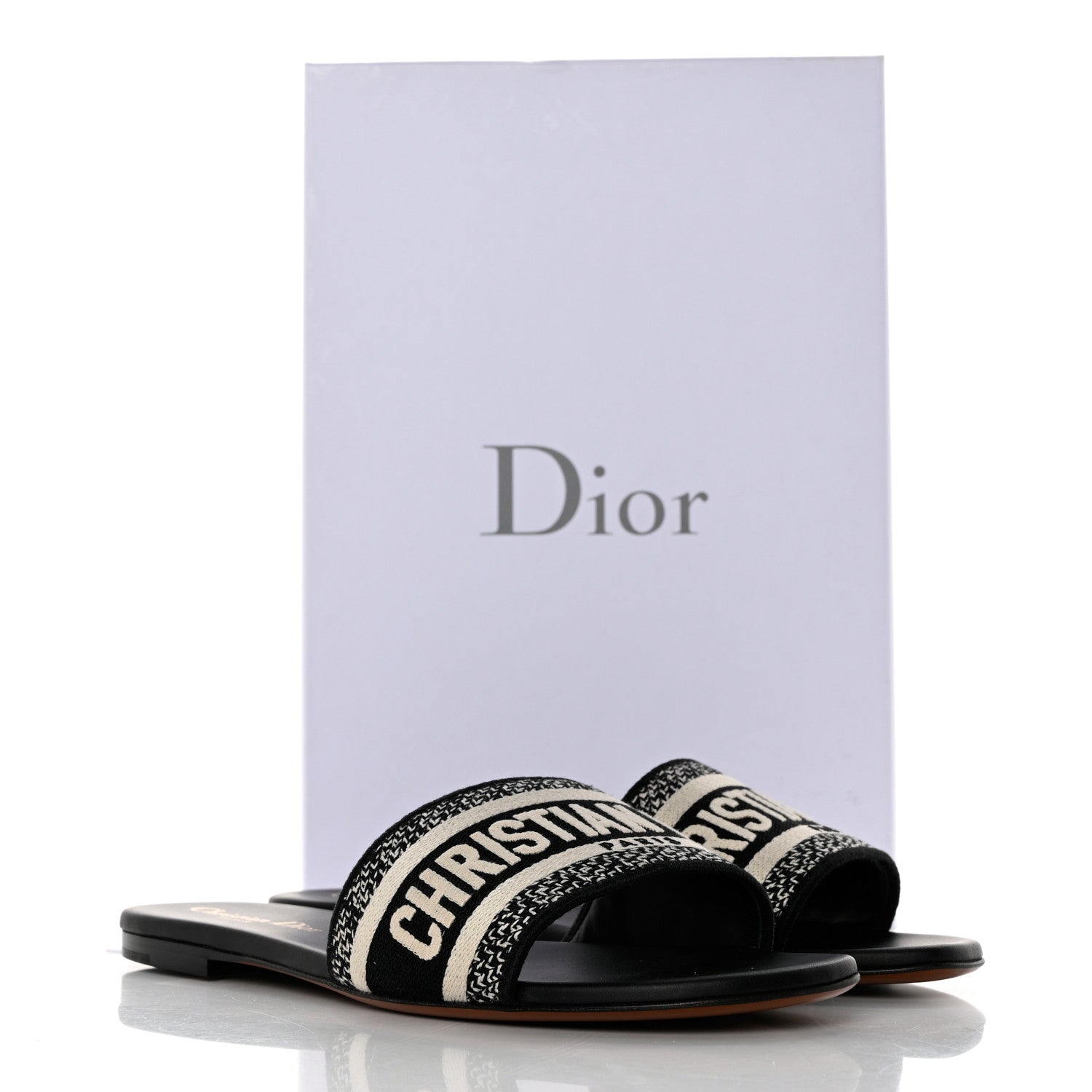 Christian Dior Canvas Embroidered Dway Mules Slide Sandals 37.5 Black 9 of 9