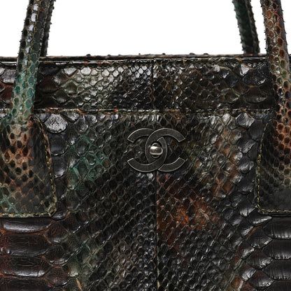 Chanel Snakeskin Executive Cerf Shopper Tote Green Brown 9 of 13