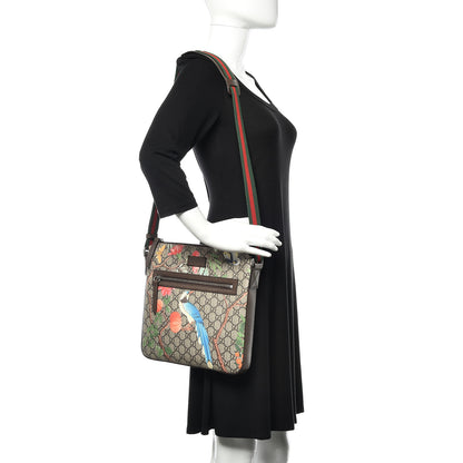 Gucci GG Supreme Monogram Tian Web Medium Flat Messenger Beige Multicolor New Acero 2 of 10