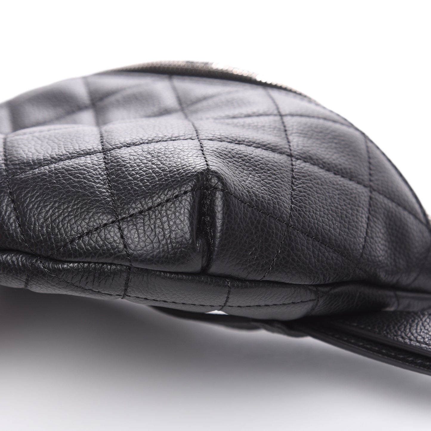 Grained Calfskin Quilted Waist Belt Bag Black