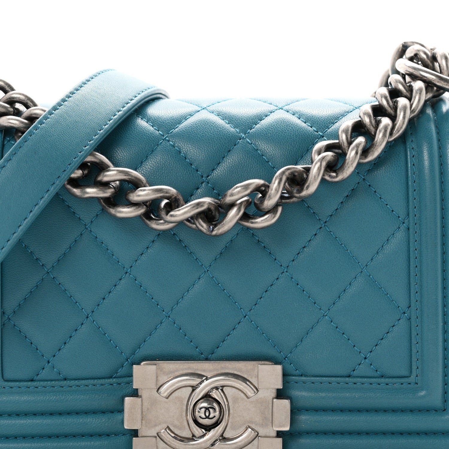 Chanel Lambskin Quilted Small Boy Flap Dark Turquoise 7 of 9