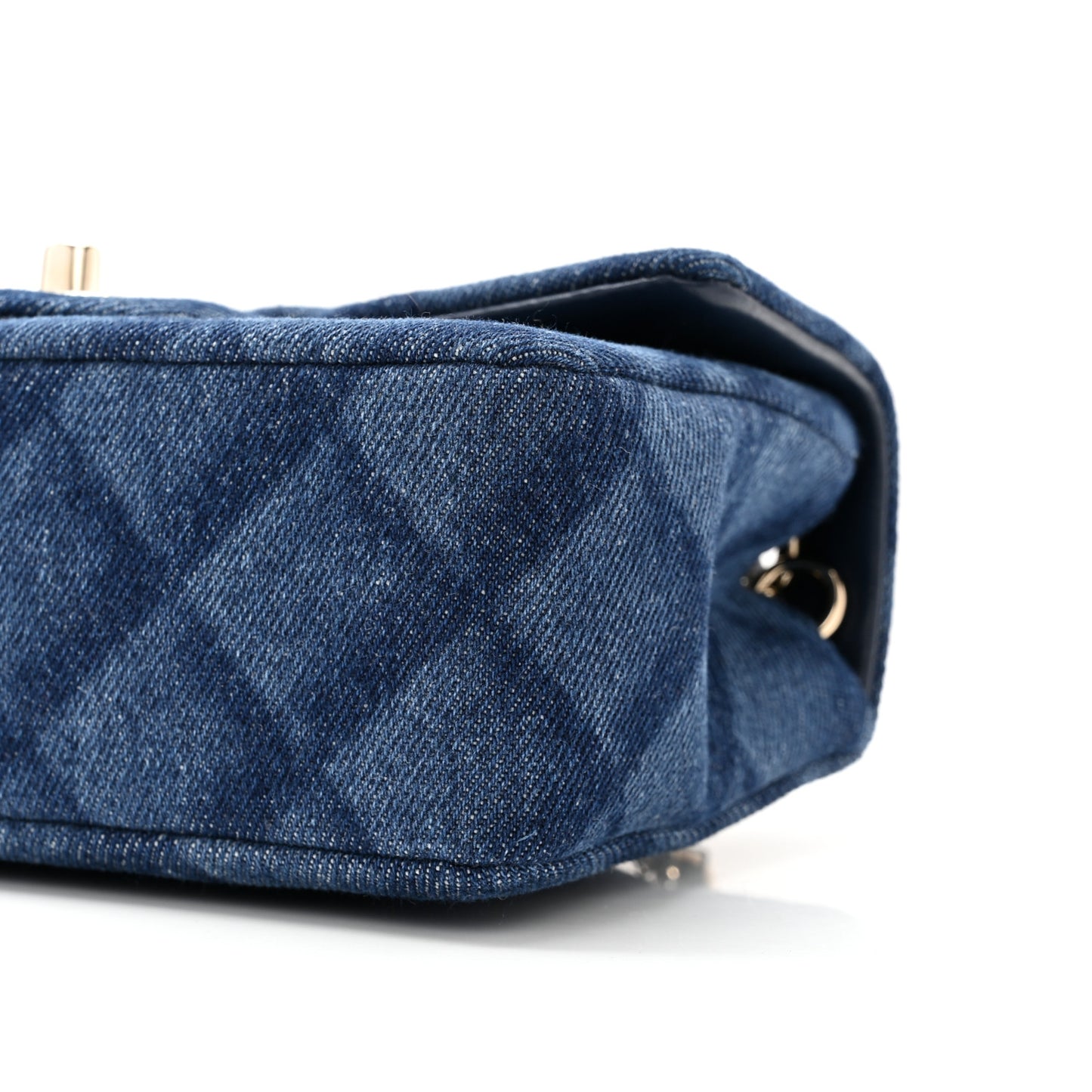Printed Denim Quilted Mini Rectangular Flap Dark Blue