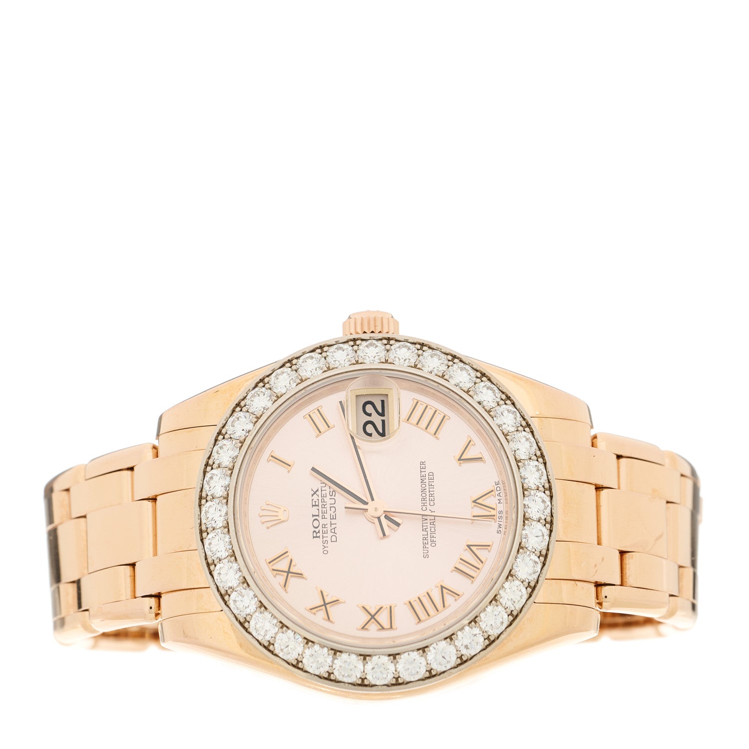 Rolex 18K Everose Gold Diamond Mother of Pearl 34mm Pearlmaster Datejust Watch Roman 81285 2 of 5