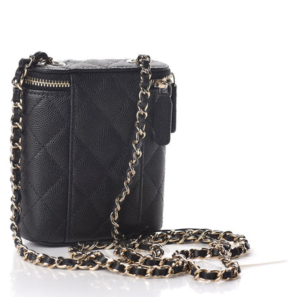 Chanel Caviar Quilted Small Vertical Coco Beauty Vanity Case With Chain Black 2 of 10