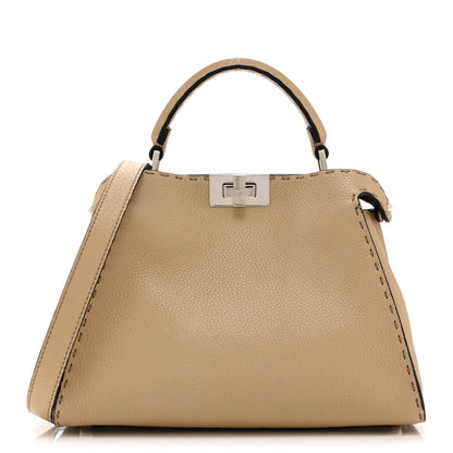 Fendi Cuoio Romano Selleria Medium Peekaboo Iconic Essentially Satchel Paglia Latte Mou 1 of 11