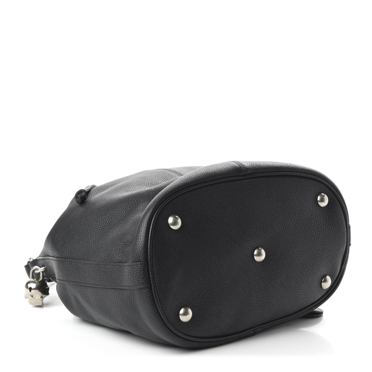 Calfskin Padlock Skull Bucket Bag Black
