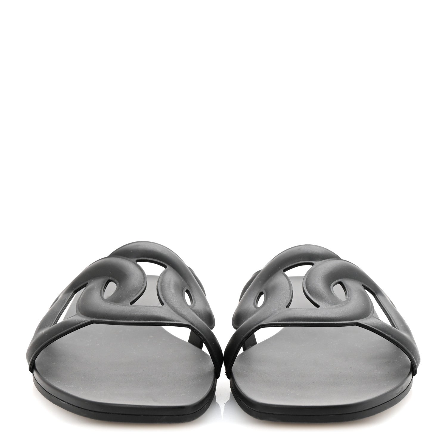 Hermes Rubber Aloha Sandals 38 Black 3 of 9
