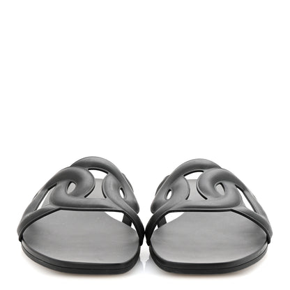 Hermes Rubber Aloha Sandals 38 Black 3 of 9