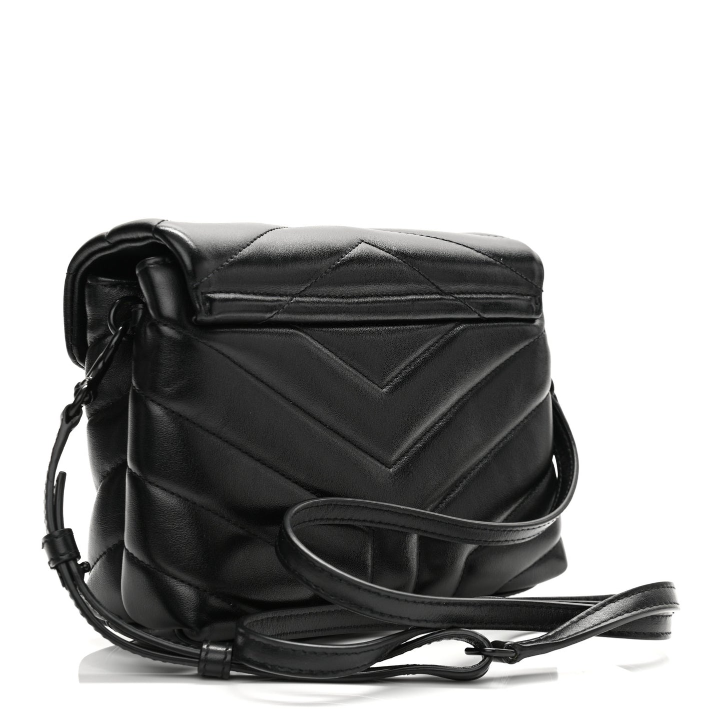 Calfskin Y Quilted Monogram Toy Loulou Crossbody Bag Black