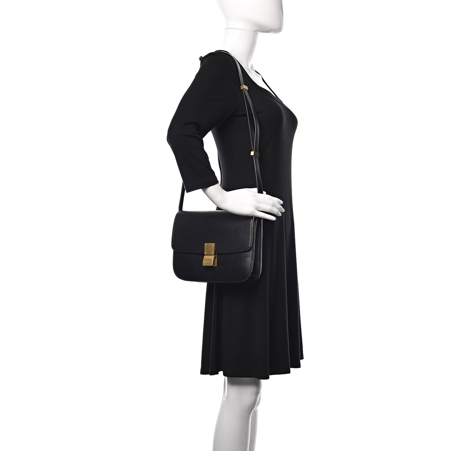 Box Calfskin Medium Classic Box Flap Bag Black