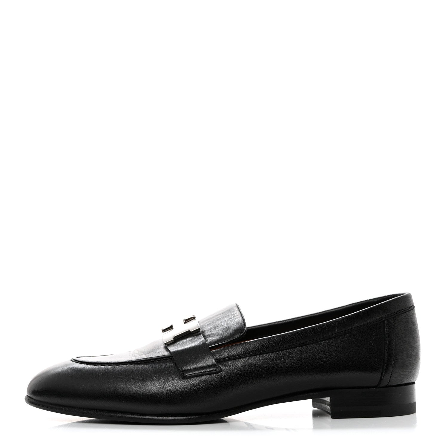 Hermes Goatskin Womens Paris Loafers 36 Black 1 of 10