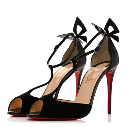 Christian Louboutin Suede Patent Shiny Nappa Aribak 100 Pumps 36.5 Version Black 4 of 9