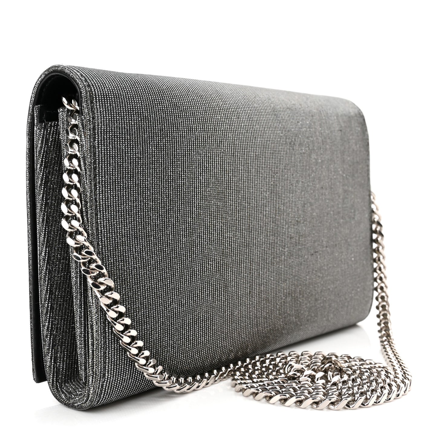 Grained Metallic Calfskin Monogram Chain Wallet