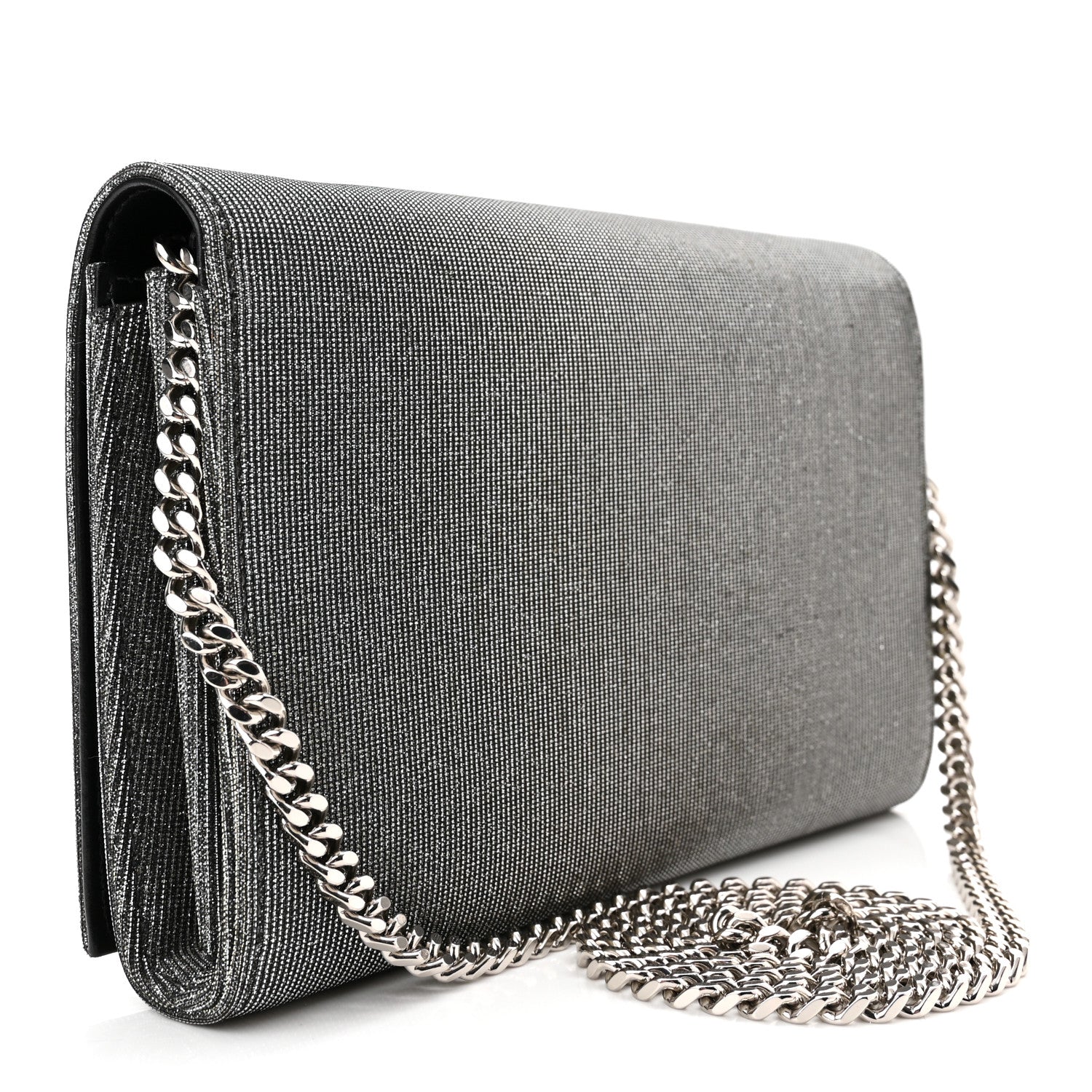Saint Laurent Grained Metallic Calfskin Monogram Chain Wallet 2 of 12