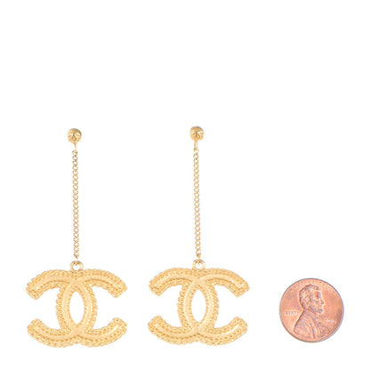 Chanel CC Drop Earrings Matte Gold 2 of 5