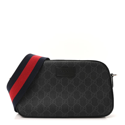 Gucci GG Supreme Monogram Web Shoulder Bag Black Grey 1 of 9