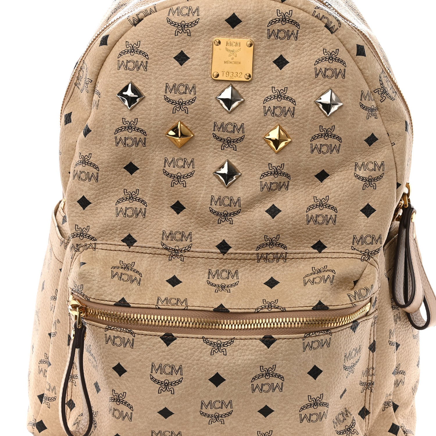 MCM Visetos Medium Sprinkle Stud Stark Backpack Beige 7 of 9