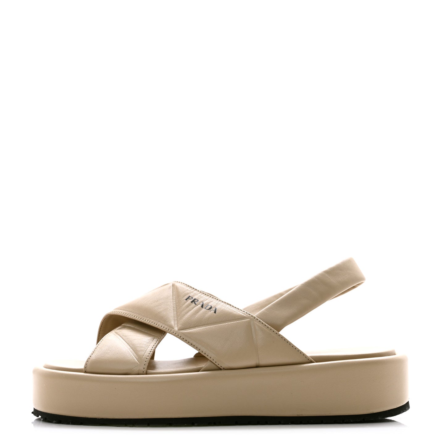 Nappa Quilted Padded Platform Slingback Sandals 38.5 Deserto