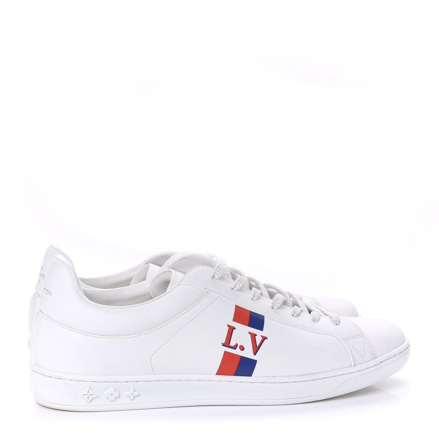 Louis Vuitton Calfskin Luxembourg Sneakers 9 White Red Blue 4 of 9