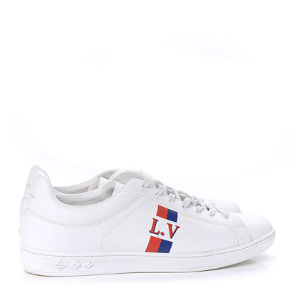 Louis Vuitton Calfskin Luxembourg Sneakers 9 White Red Blue 4 of 9