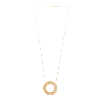Tiffany 18K Rose Gold Diamond T Circle Pendant Necklace 3 of 6