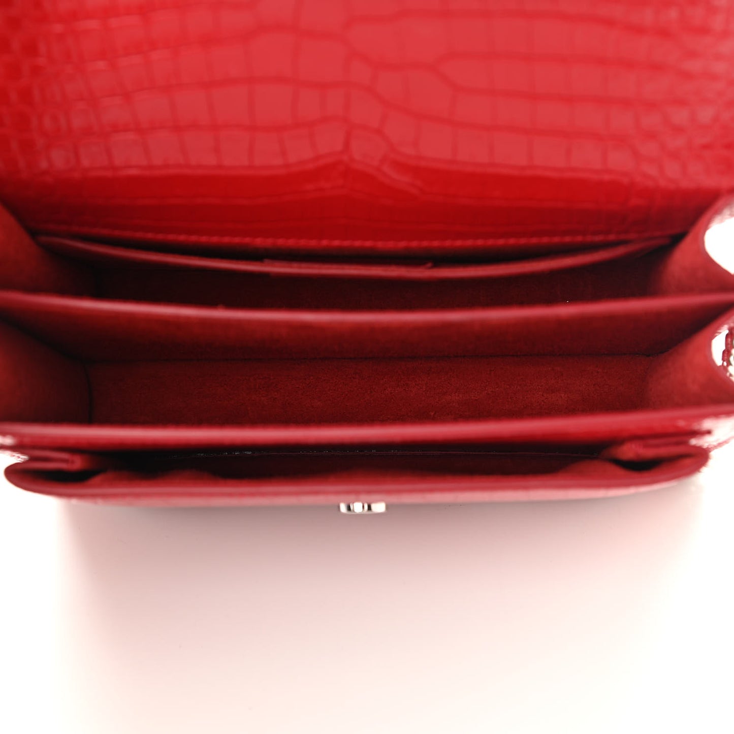 Calfskin Crocodile Embossed Medium Monogram Sunset Rouge Eros