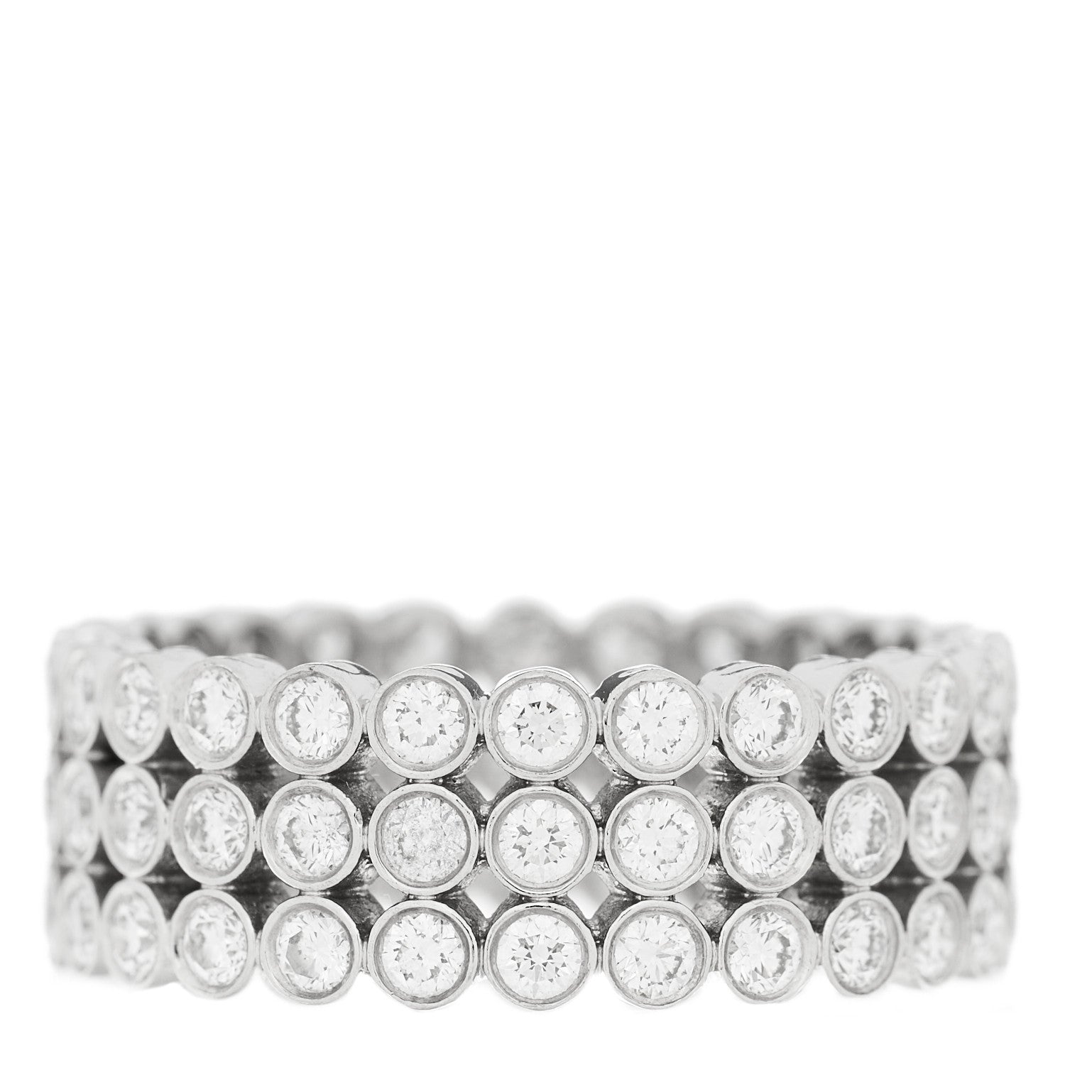 Tiffany Platinum Diamond Jazz Three-Row Band Ring 52 6 1 of 4