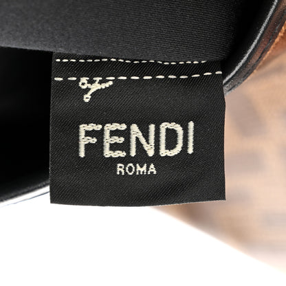 Fendi Glazed Fabric Vitello Century FF 1974 Stamp Patch Mini Peekaboo Defender Cover Mogano Panna Black 6 of 10