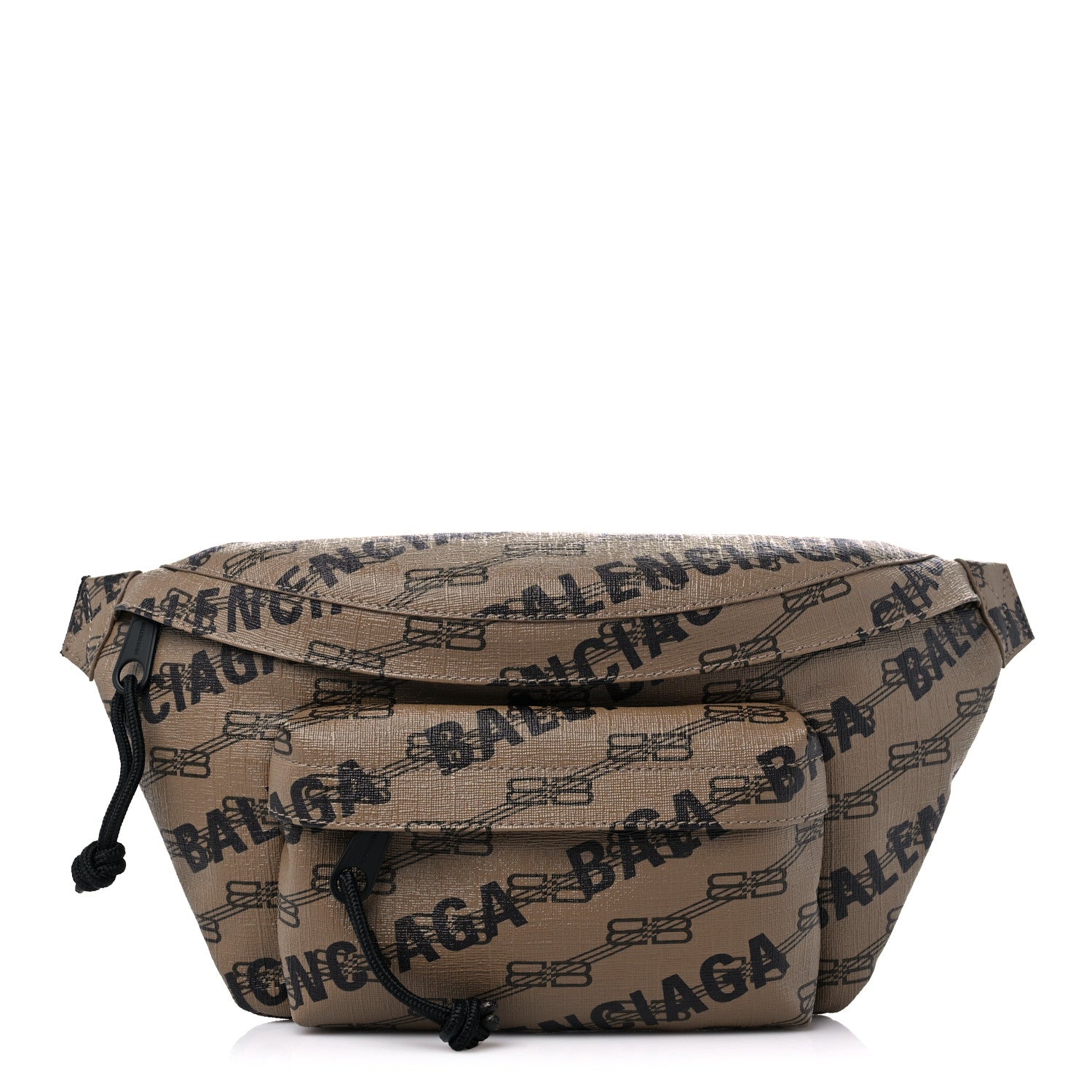 Balenciaga Coated Canvas BB Monogram Allover Logo Medium Signature Beltpack Beige Brown Black 1 of 9