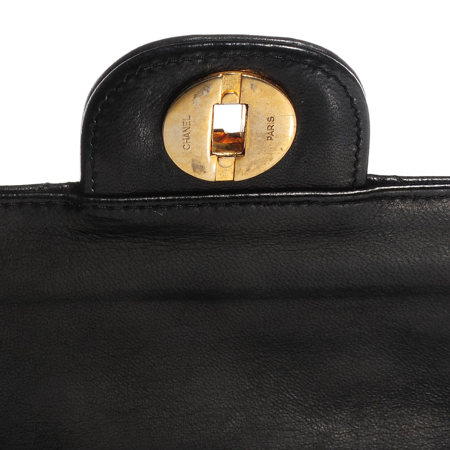 Lambskin Medium Mademoiselle Chain Double Flap Black