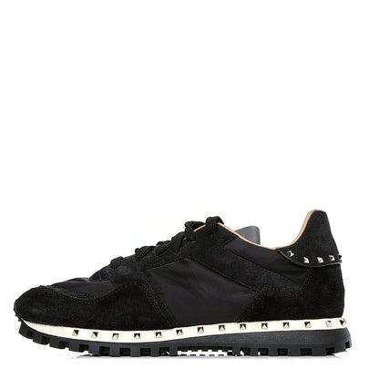 Valentino Garavani Suede Nylon Camouflage Womens Soul Rockstud Sneakers 41 Black 1 of 5