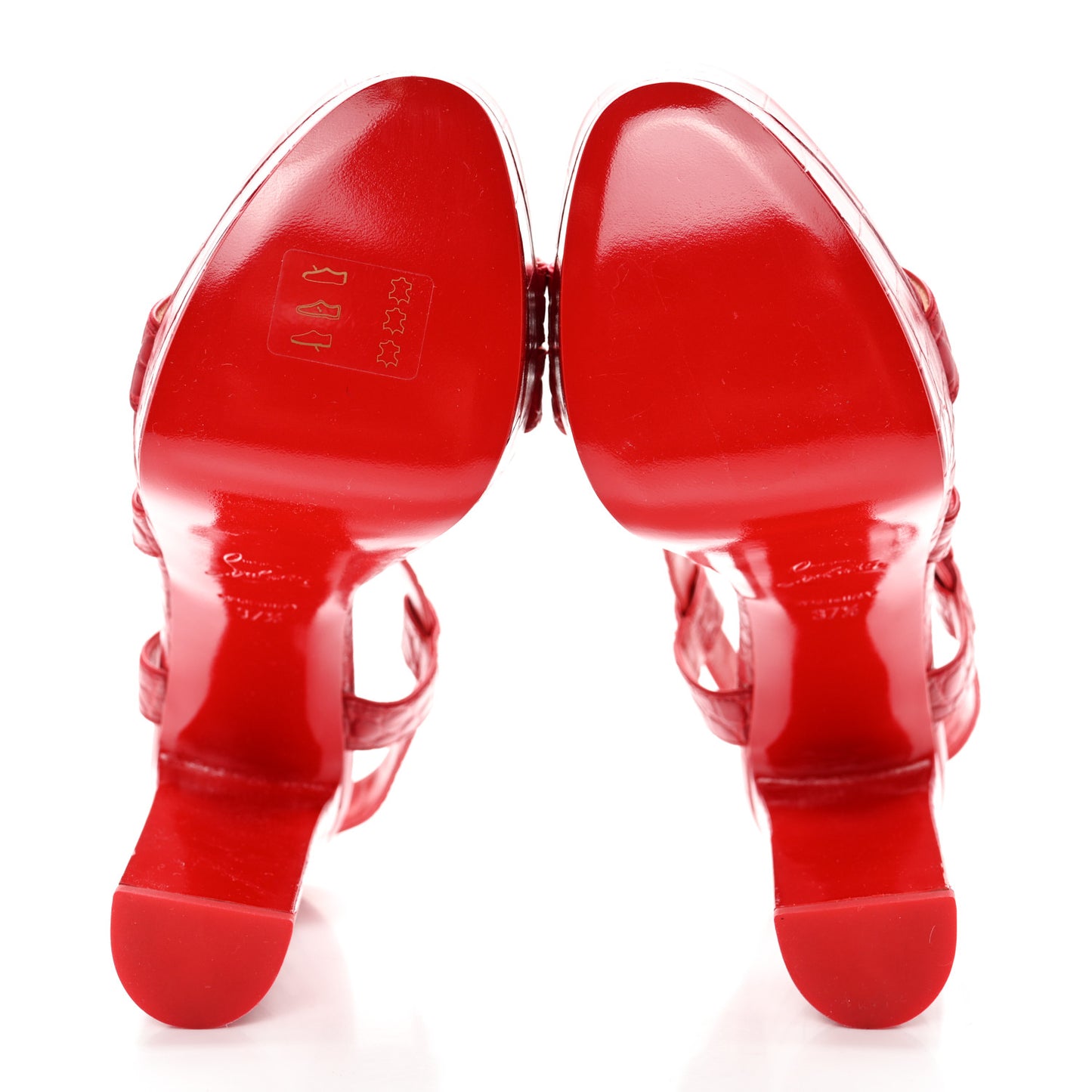 Calfskin Alligator Embossed Selima 130 Sandals 37.5 Red