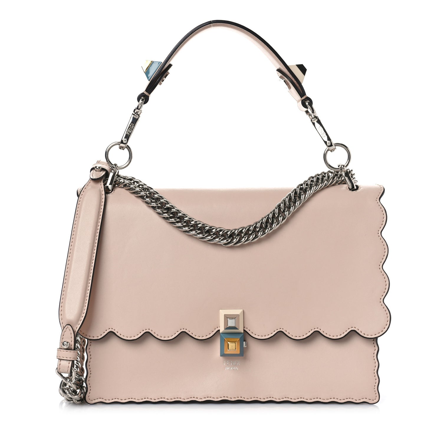 Vitello Liberty Scalloped Studded Kan I Shoulder Bag Plaster