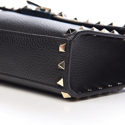 Valentino Garavani Pebbled Calfskin Medium Rockstud Flip Lock Crossbody Bag Black 8 of 9