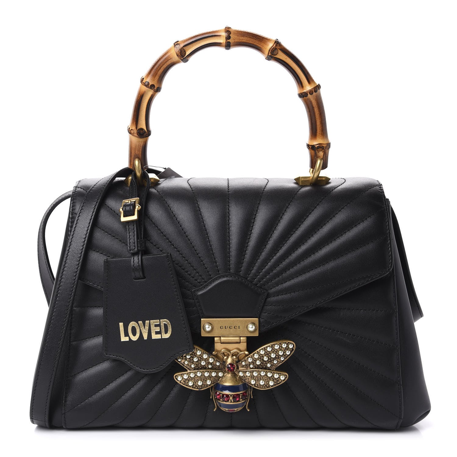 Gucci Calfskin Bamboo Trapuntata Queen Margaret Top Handle Bag Black 1 of 11