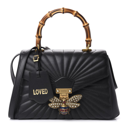 Gucci Calfskin Bamboo Trapuntata Queen Margaret Top Handle Bag Black 1 of 11