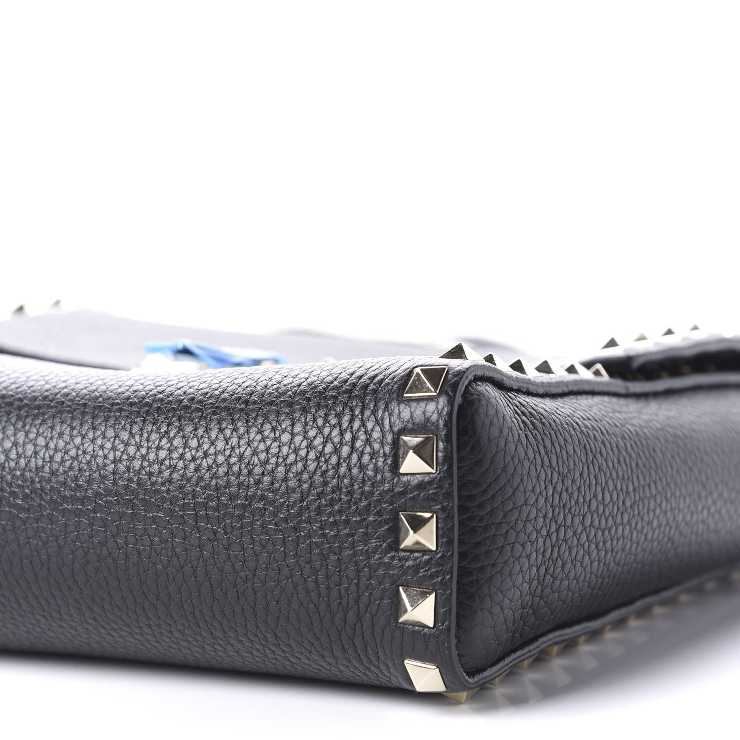Valentino Garavani Pebbled Calfskin Rockstud Flip Lock Flap Messenger Black 7 of 9
