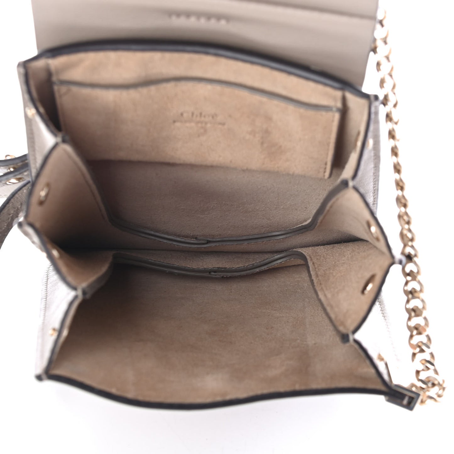 Suede Calfskin Mini Faye Bracelet Bag Motty Grey