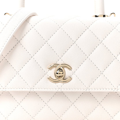 Chanel Caviar Quilted Mini Coco Handle Flap White 8 of 10