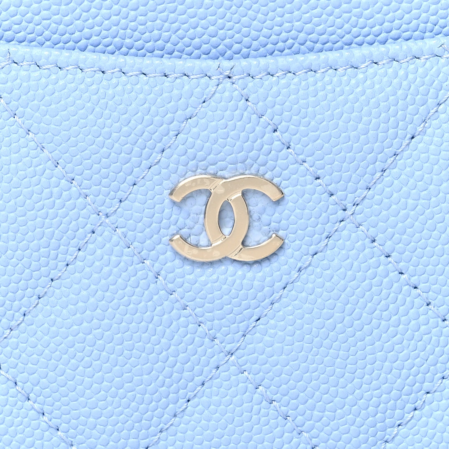 Caviar Quilted Card Holder Light Blue