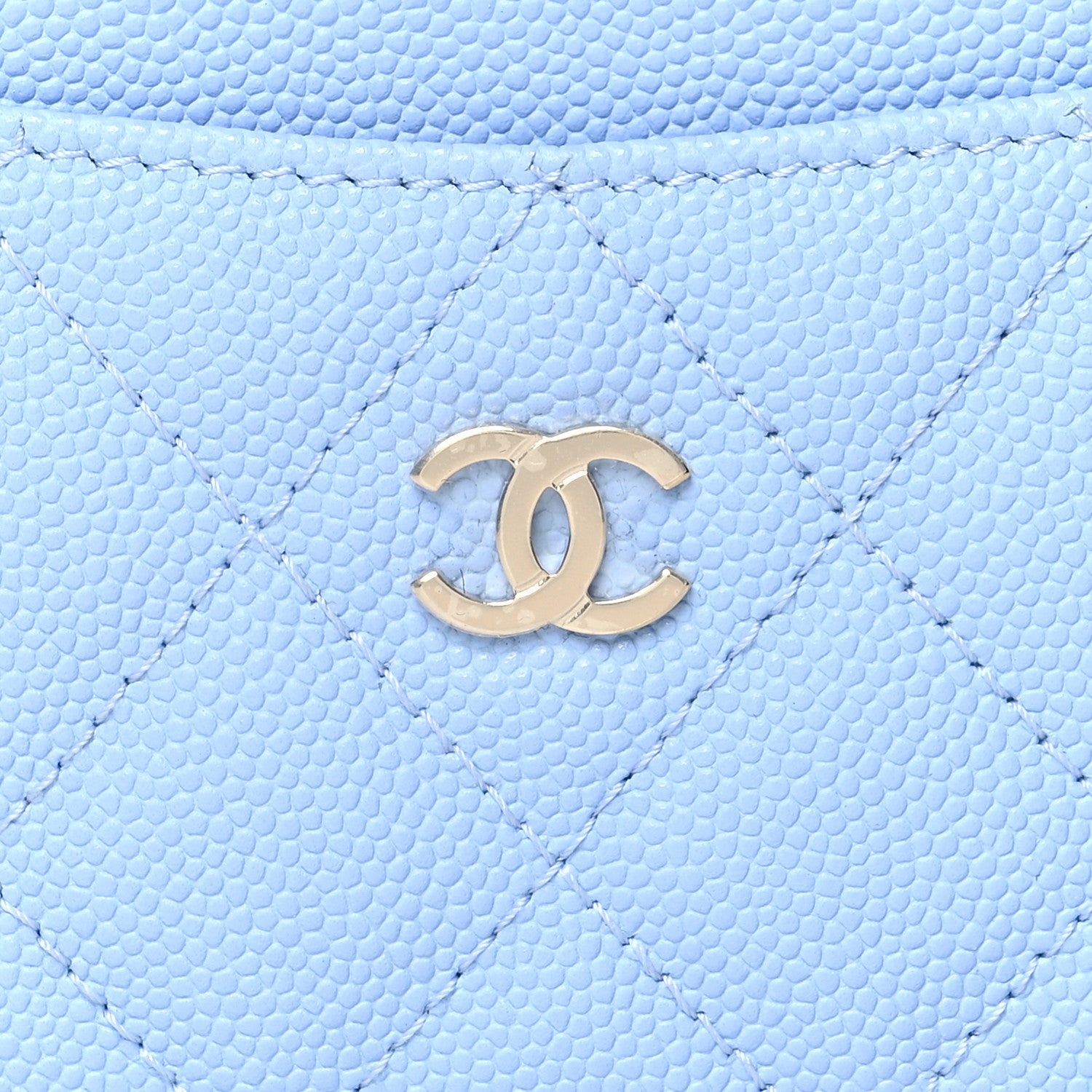 Chanel Caviar Quilted Card Holder Light Blue 9 of 9