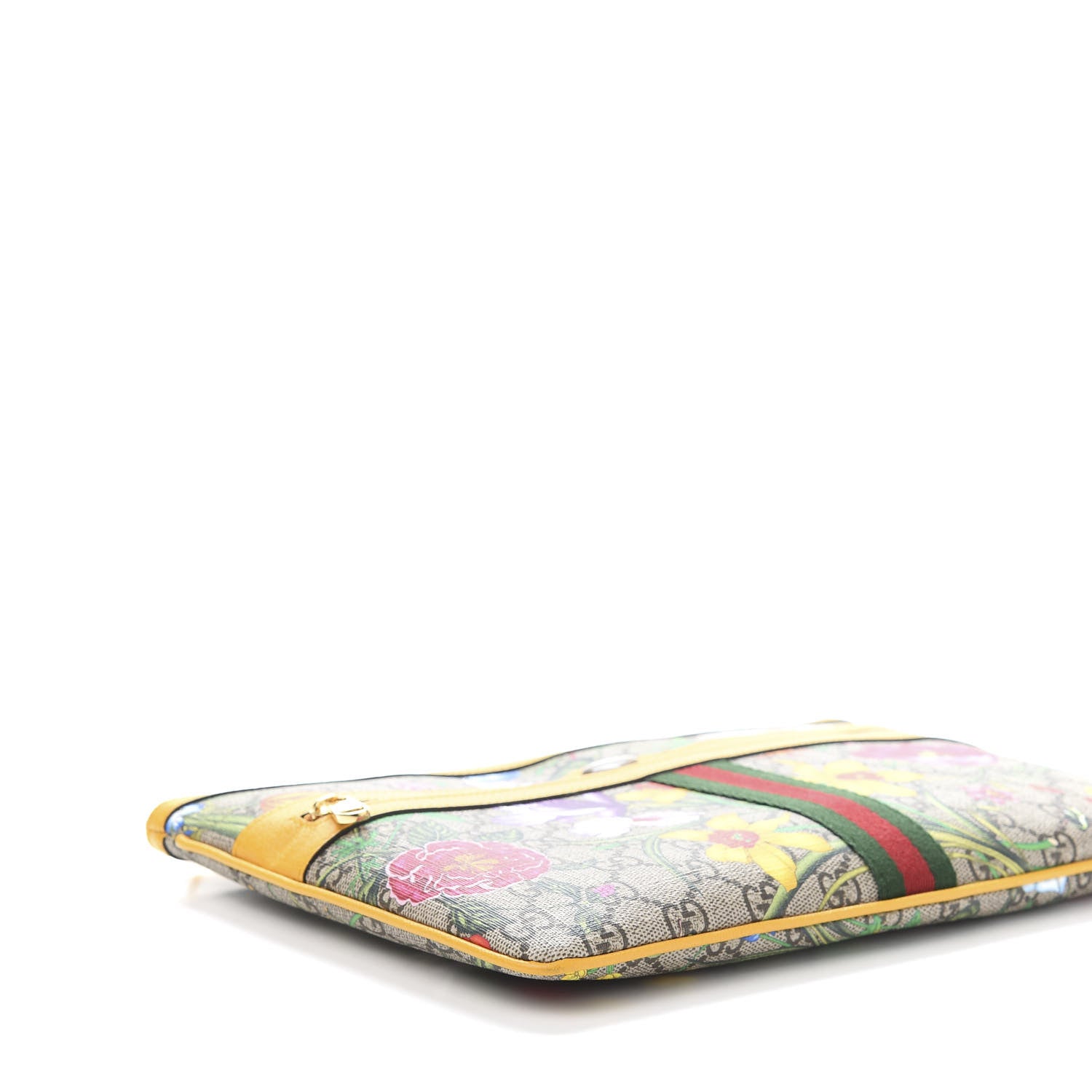 Gucci GG Supreme Monogram Flora Large Ophidia Pouch Clutch Beige Multicolor Crop 8 of 10