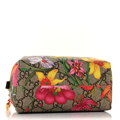 Gucci Soft GG Supreme Monogram Flora Calfskin Small Ophidia Cosmetic Case Beige Ebony Multicolor Rosso 4 of 9