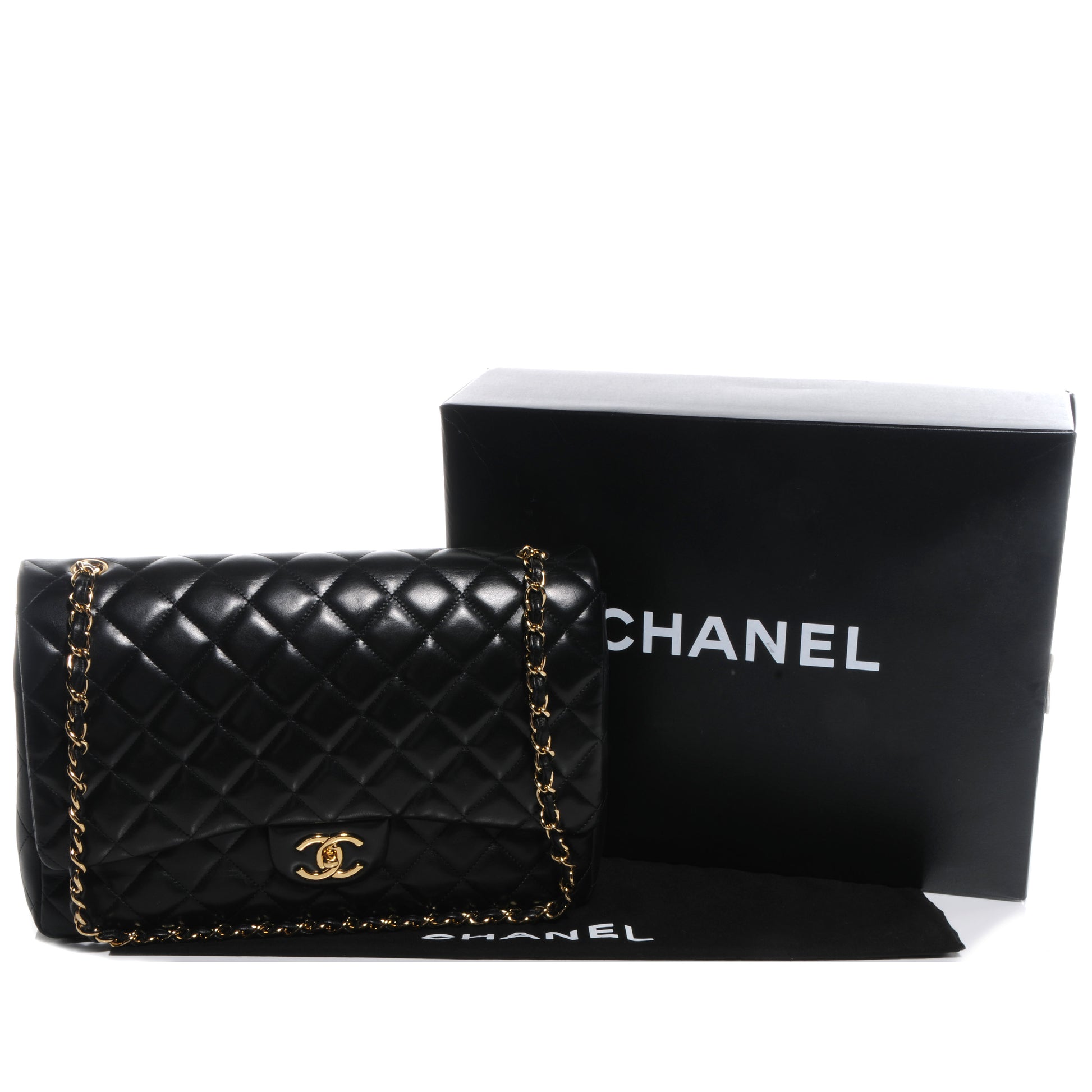 Chanel Lambskin Quilted Maxi Double Flap Black 5 of 9