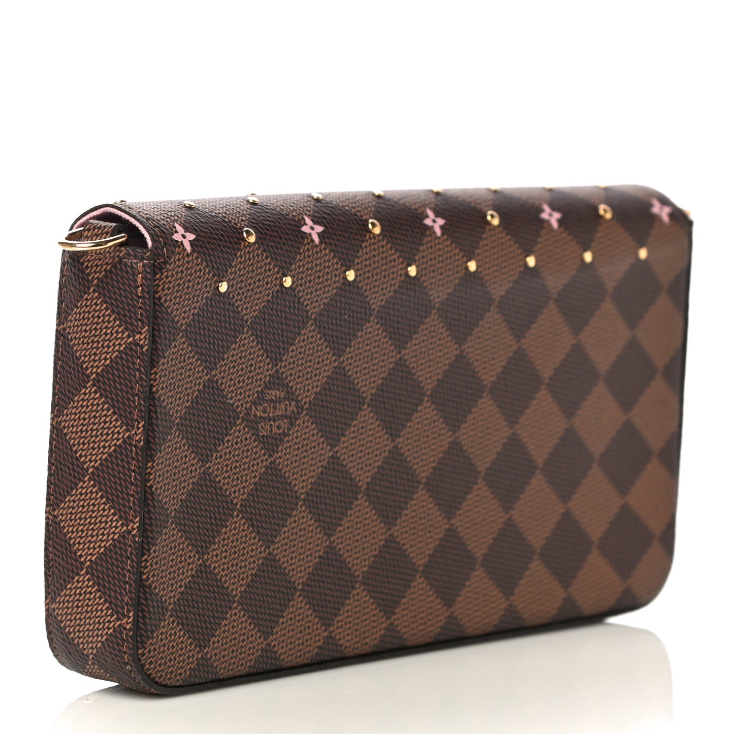 Damier Ebene Studded Pochette Felicie Chain Wallet