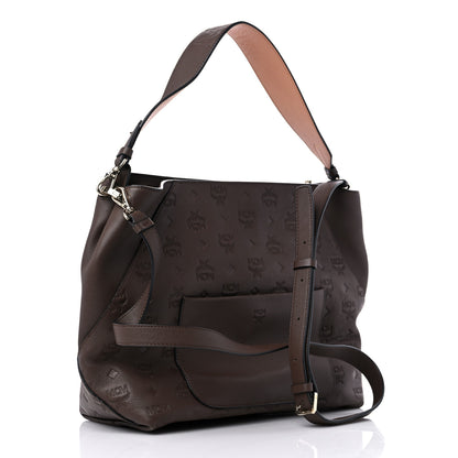 MCM Calfskin Ottomar Monogram Medium Klara Hobo Chestnut 4 of 11