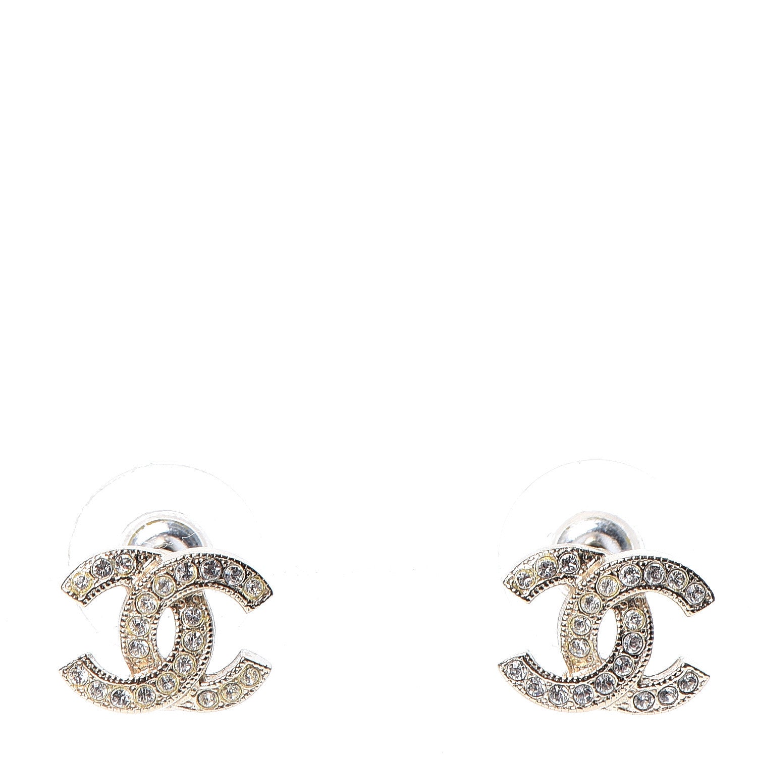 Chanel Crystal Timeless CC Earrings Light Gold 1 of 4