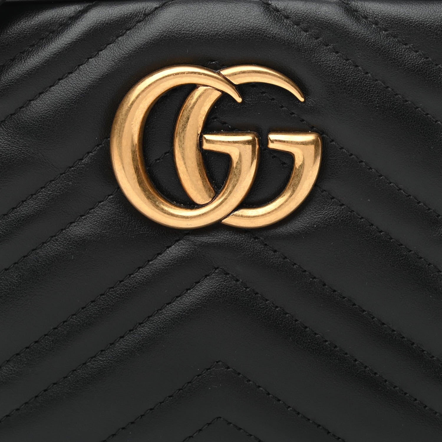 Gucci Calfskin Matelasse Small GG Marmont Chain Shoulder Bag Black 8 of 11